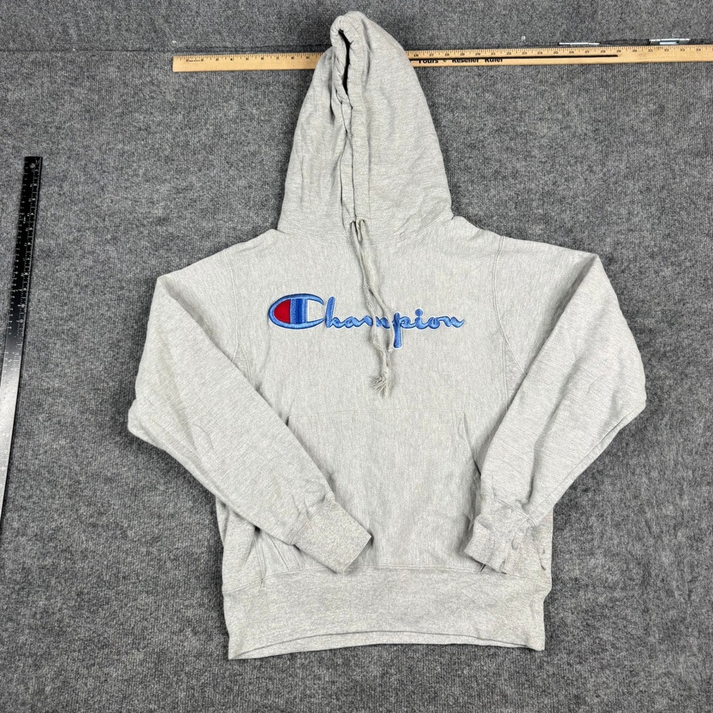 Champion Hoodie Mens Size Small Gray Reverse Weave Embroidered Logo Pullover